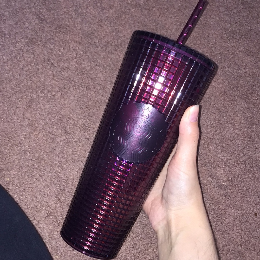 Dark Purple Rhinestone Square Studded Starbucks
